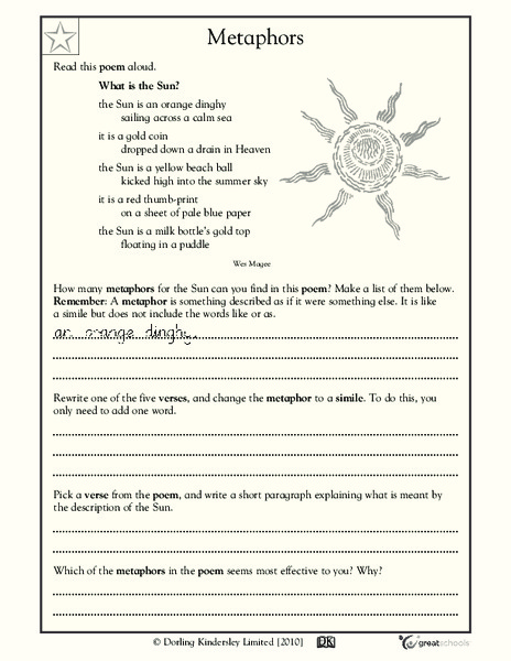 Metaphors Worksheet