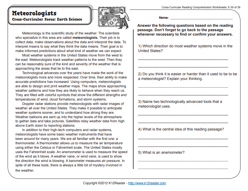 Meteorologists Worksheet
