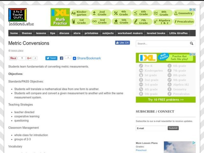 Metric Conversions Lesson Plan