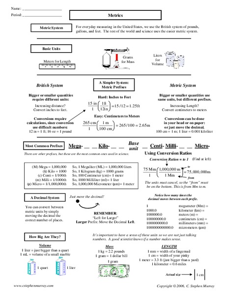 Metrics Worksheet