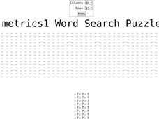 Metrics 1 Word Search Puzzle Worksheet