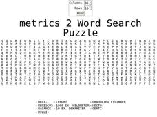 Metrics 2 Word Search Worksheet
