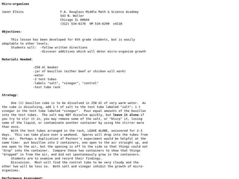 Micro-organisms Lesson Plan