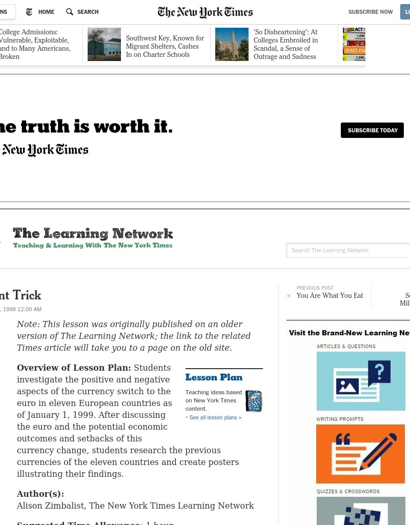 Euro Cent Trick Lesson Plan