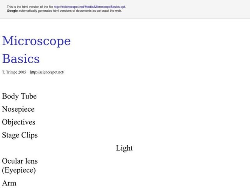Microscope Basics Lesson Plan