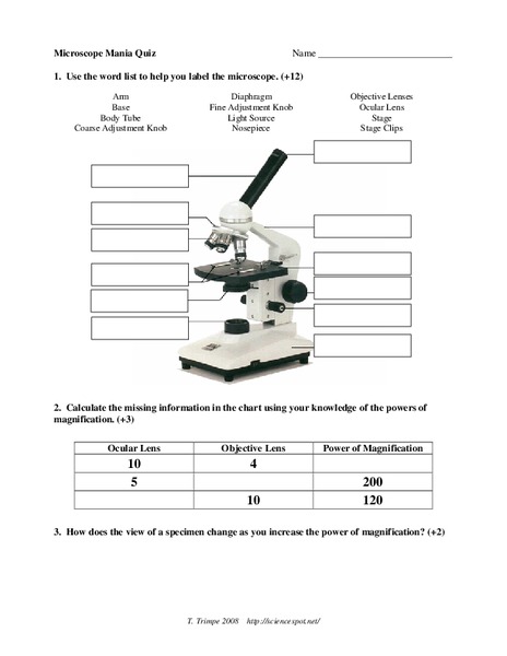 Microscope Mania Quiz Lesson Plan