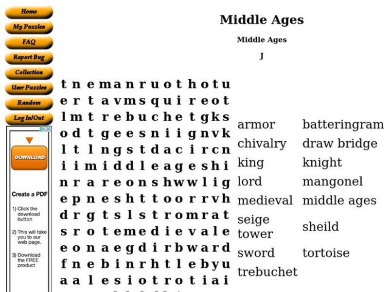 Middle Ages Worksheet