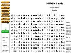 Middle Earth Worksheet