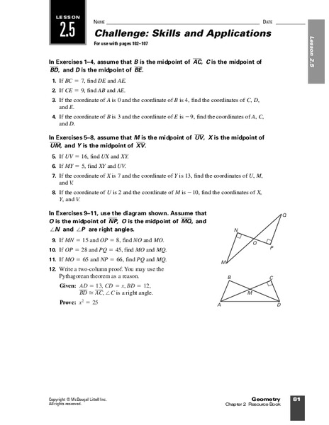 Midpoint Worksheet