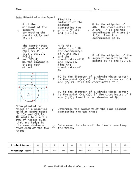 Midpoint of a Line Segment Worksheet
