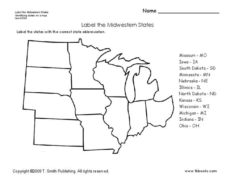 Midwestern States Worksheet