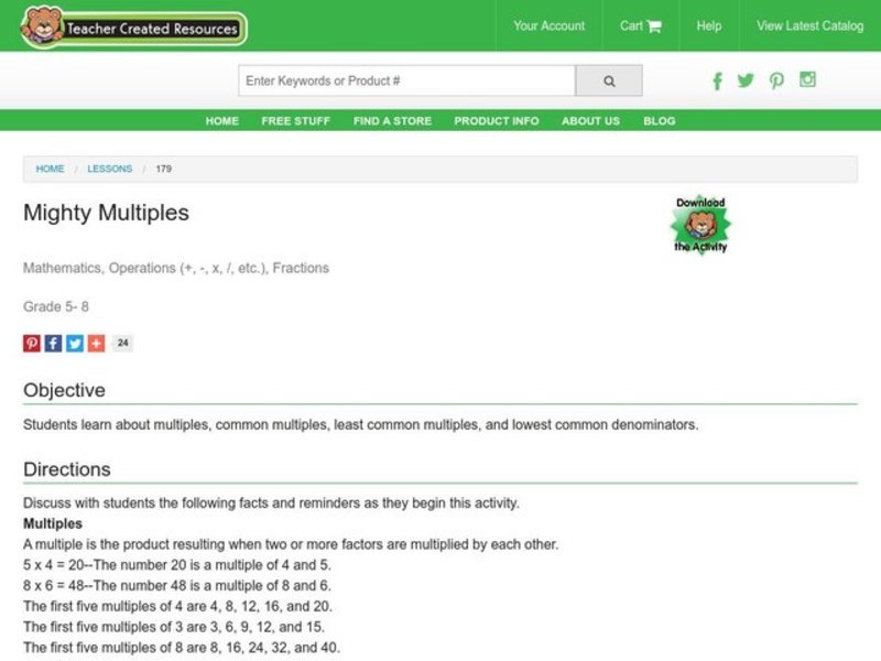 Mighty Multiples Lesson Plan