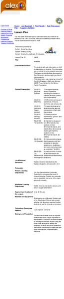 Minerals Lesson Plan