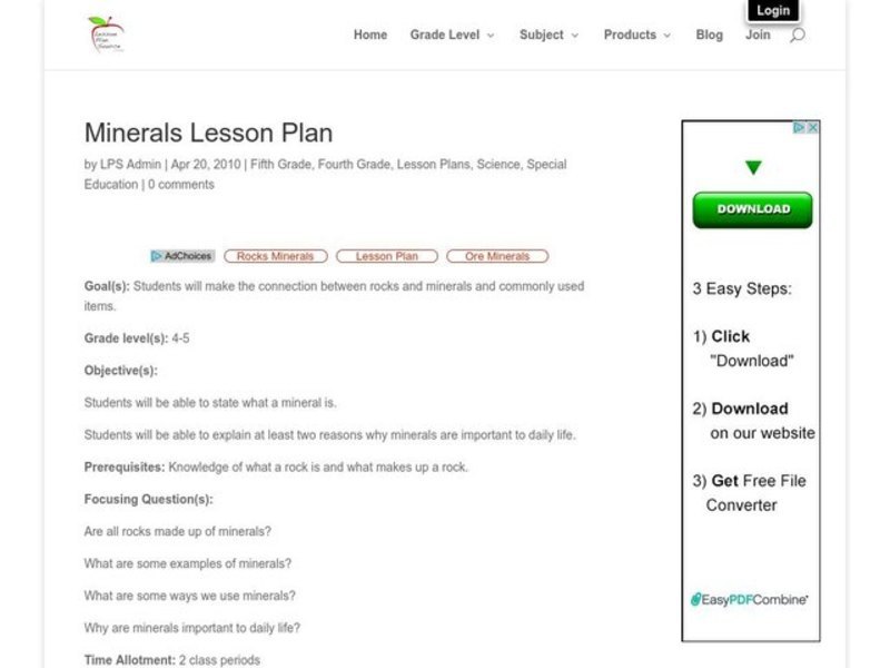 Minerals Lesson Plan