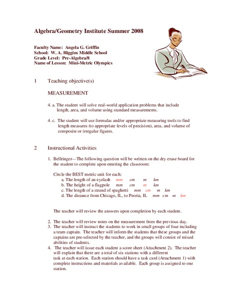 Mini-Metric Olympics Lesson Plan