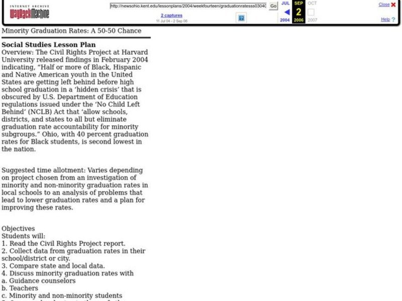 Minority Graduation Rates: A 50-50 Chance Lesson Plan