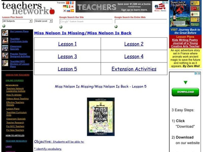 Miss Nelson Is Missing Lesson Plan