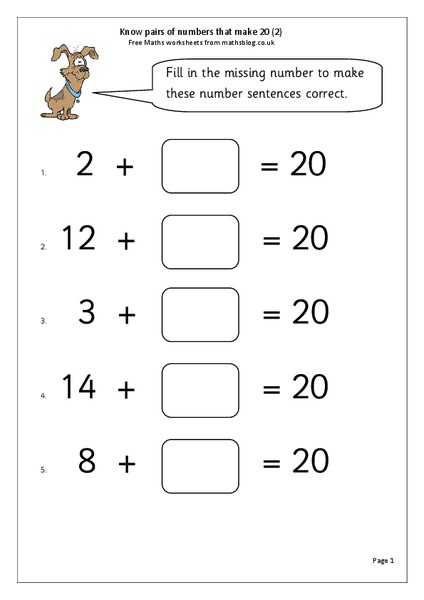 Missing Addends Worksheet