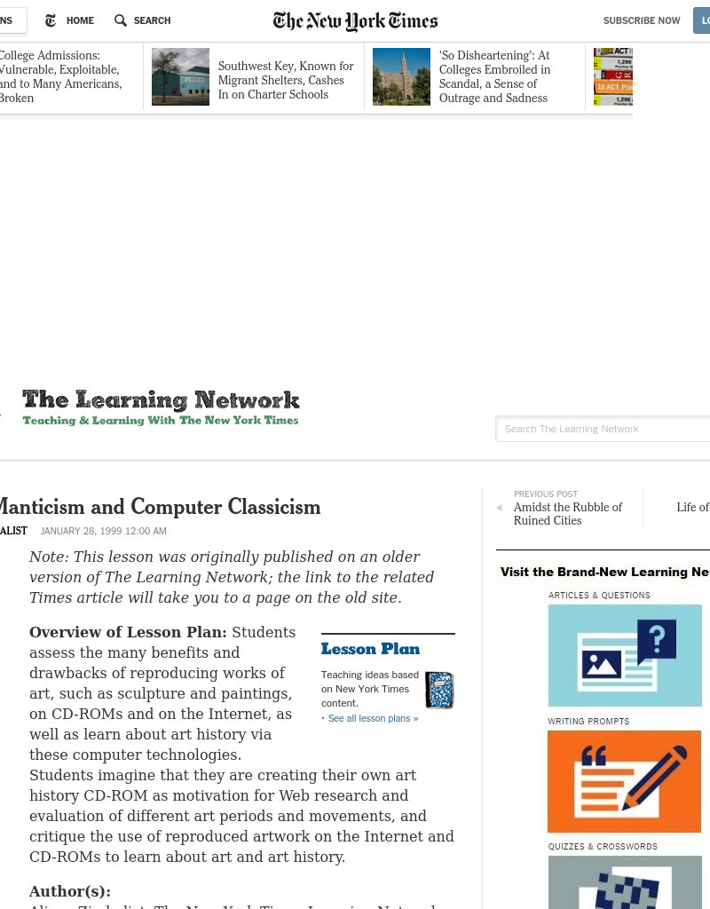 CD-ROManticism and Computer Classicism Lesson Plan