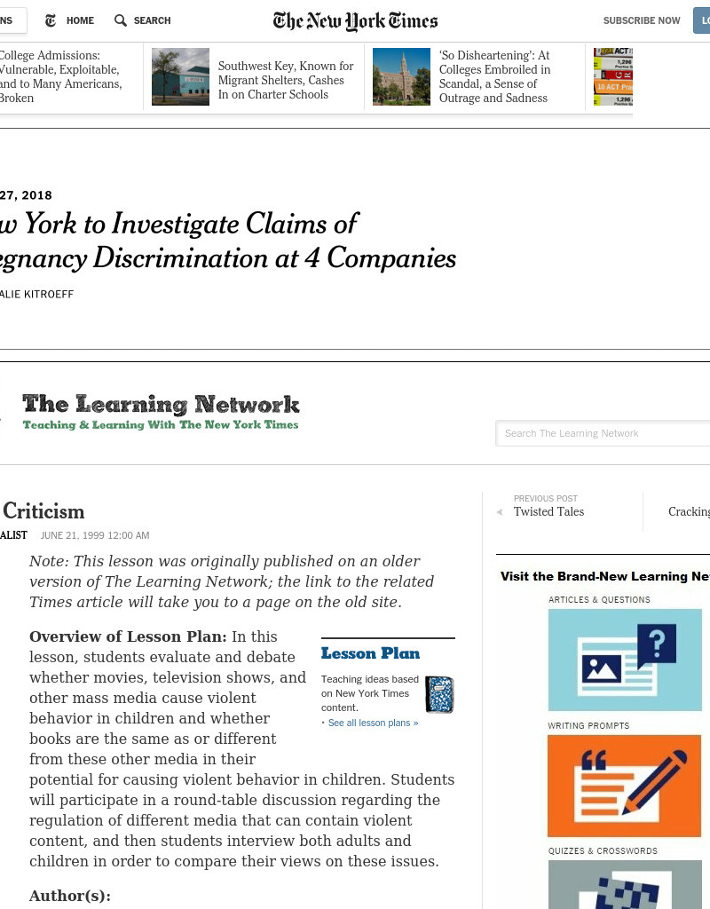 Literary Criticism Lesson Plan