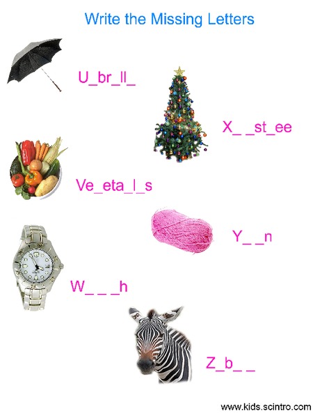 Missing Letters Worksheet