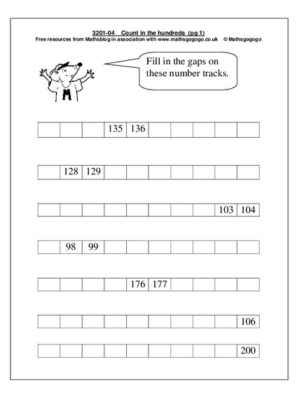 Missing Number Activity Worksheet