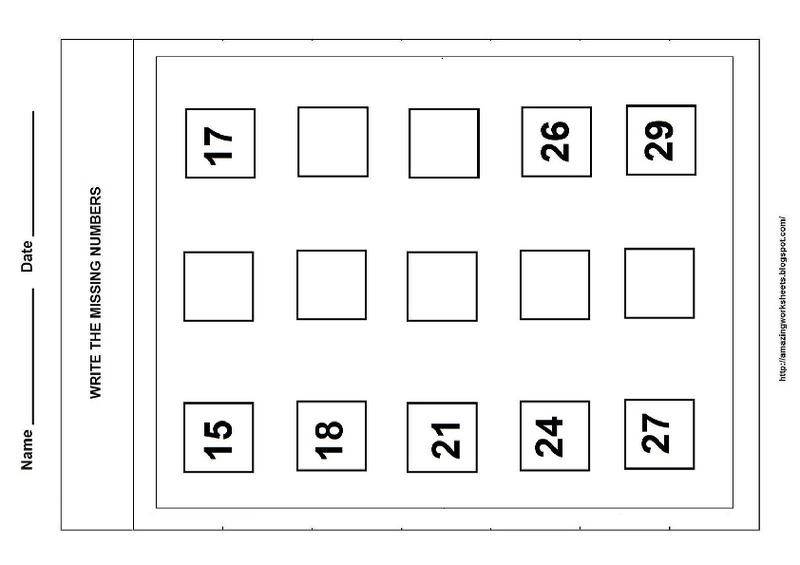 Missing Numbers Worksheet