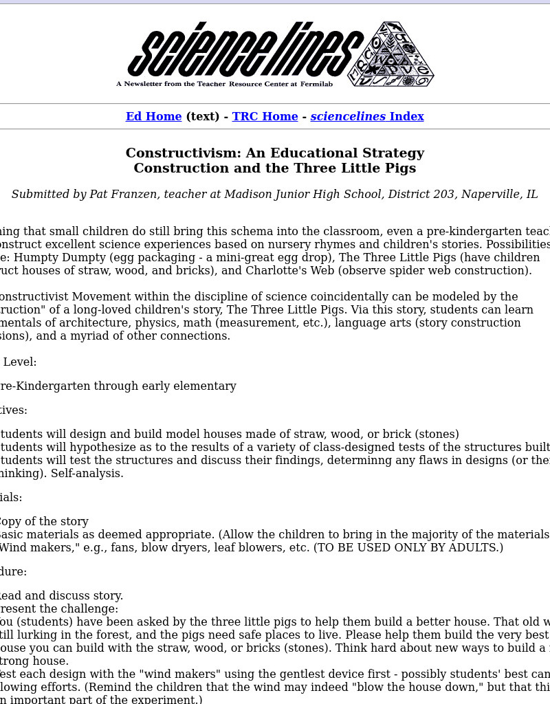 Construction and the Three Little Pigs Lesson Plan