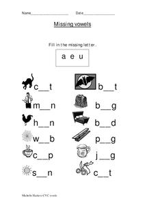 Missing Vowels Worksheet