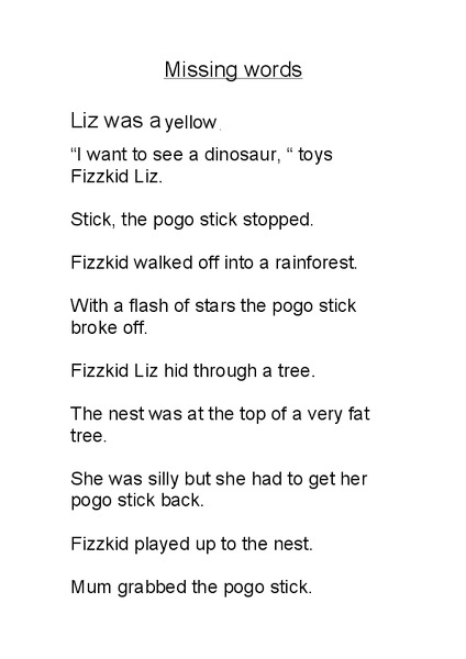 Missing Words Worksheet