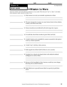 Mission to Mars Worksheet