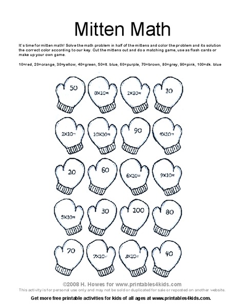 Mitten Math Worksheet