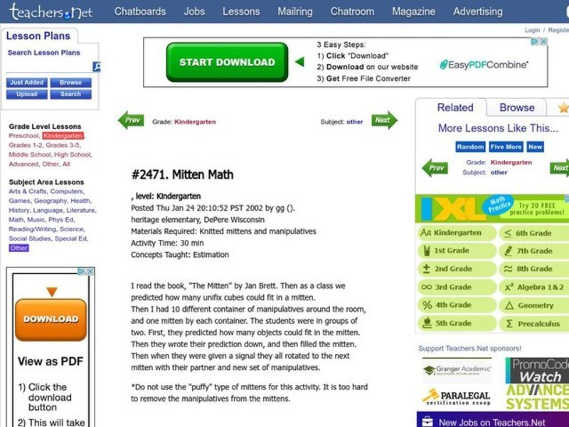 Mitten Math Lesson Plan