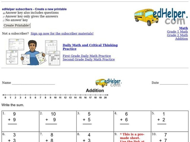 Mixed Addition Worksheet
