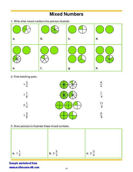 Mixed Numbers Worksheet
