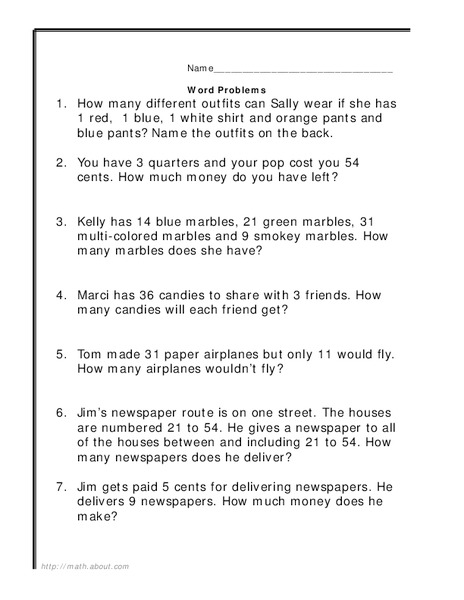 Mixed Operations Math Word Problems 2 Worksheet