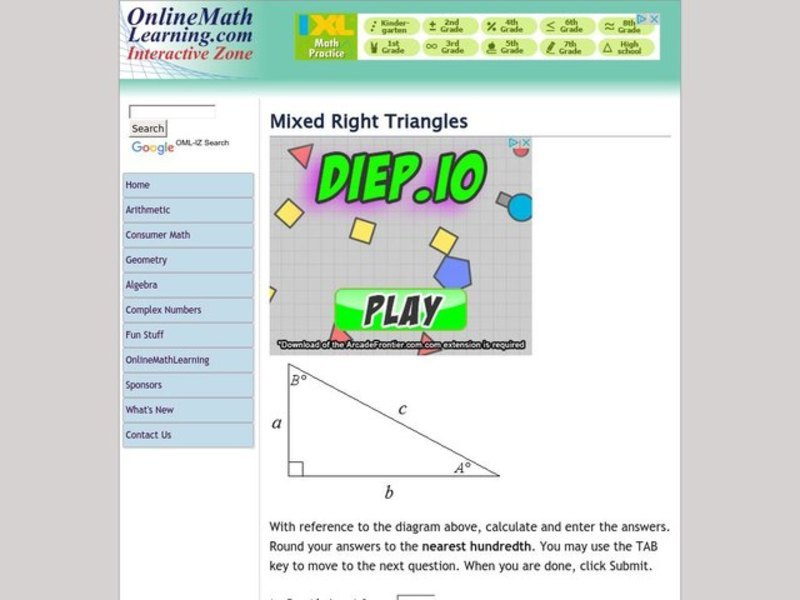 Mixed Right Triangles Interactive