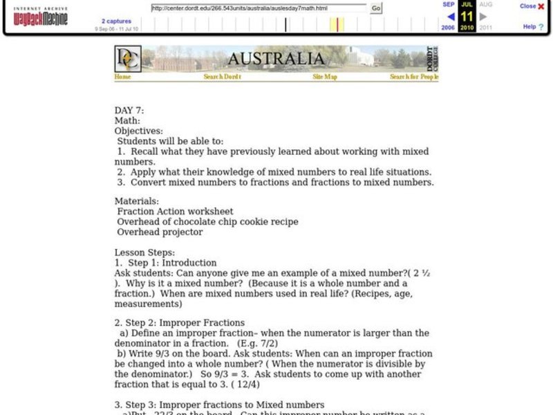 Mixed Numbers Lesson Plan