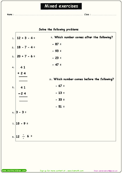 Mixed Operations Worksheet