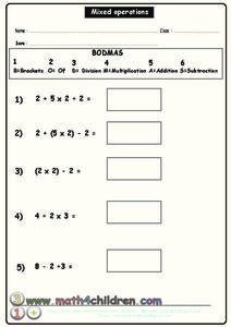 Mixed Operations Worksheet