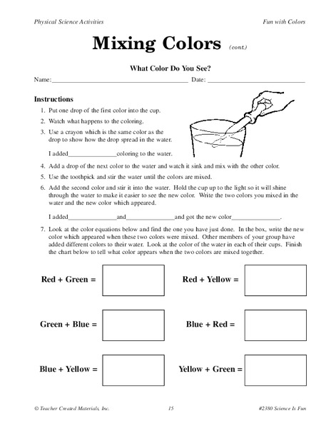 Mixing Colors Worksheet