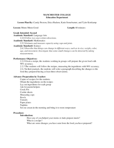 Mmm Mmm Good Lesson Plan