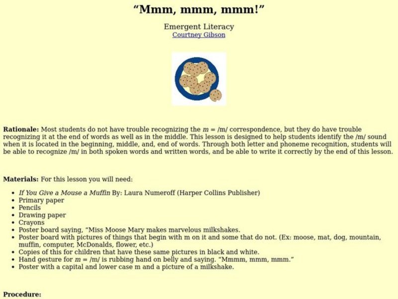 Mmm, Mmm, Mmm Lesson Plan