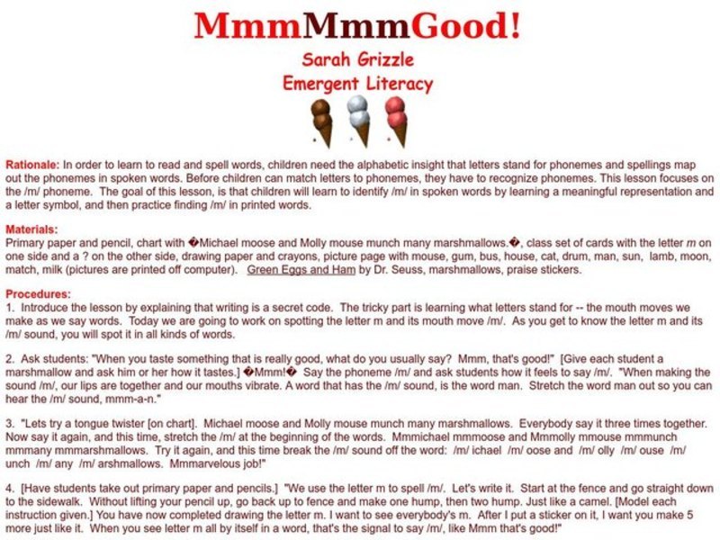 Mmm Mmm Good! Lesson Plan