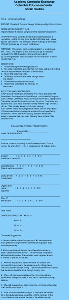 Mock Congress Lesson Plan