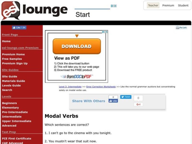 Modal Verbs Worksheet
