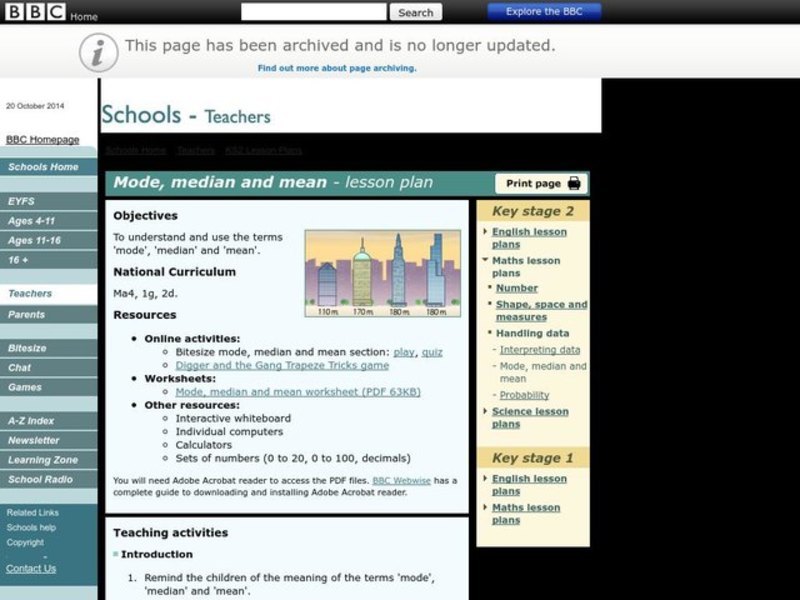 Mode, Median, and Mean Lesson Plan