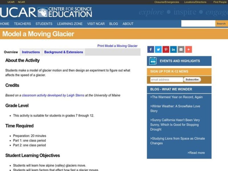 Model a Moving Glacier Lesson Plan