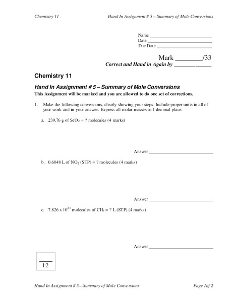 Mole Conversions Lesson Plan