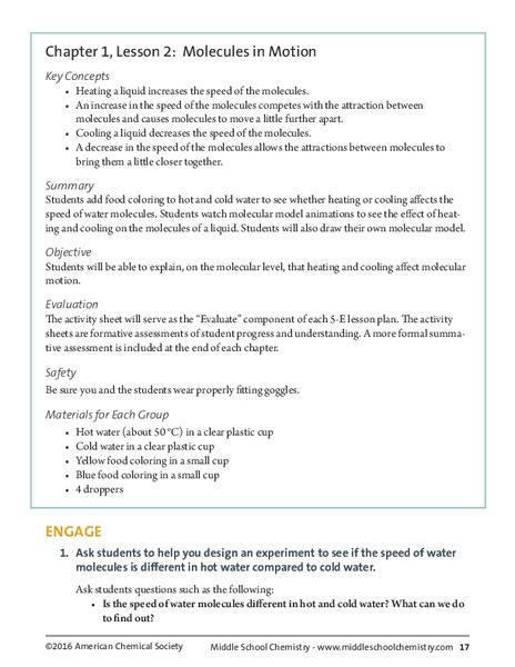 Molecules in Motion Lesson Plan
